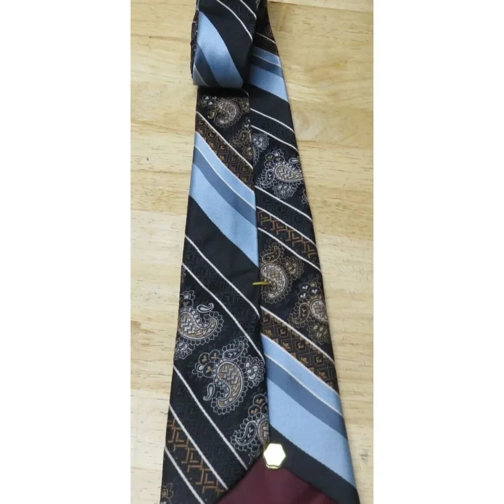 Lily Dache Silk Neck Tie‎ Paisley Striped Multicolor Geometric Silk Necktie Mens